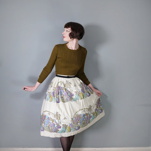50s FRUIT BASKET NOVELTY HARVEST PRINT FULL COTTON SWING SKIRT - 29