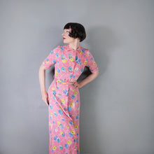 Load image into Gallery viewer, 40s PINK CREPE BUTTON THROUGH MAXI HOUSE DRESS - XS