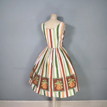 Load image into Gallery viewer, 50s 60s MARY JANE OF LONDON FRAMED ROSE AND STRIPE PRINT COTTON DAY DRESS - XS-S