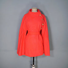 Load image into Gallery viewer, 70s WM. HENGERER LUMINOUS RED MILITARY STYLE CAPE COAT WITH BELT - M-L