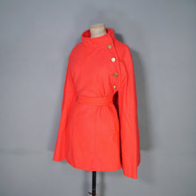 Load image into Gallery viewer, 70s WM. HENGERER LUMINOUS RED MILITARY STYLE CAPE COAT WITH BELT - M-L