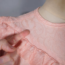 Load image into Gallery viewer, 40s PINK BROCADE RAYON TEA DRESS WITH RUFFLES AND PUFF SLEEVES - XS