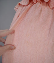 Load image into Gallery viewer, 40s PINK BROCADE RAYON TEA DRESS WITH RUFFLES AND PUFF SLEEVES - XS