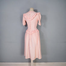 Load image into Gallery viewer, 40s PINK BROCADE RAYON TEA DRESS WITH RUFFLES AND PUFF SLEEVES - XS