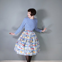 Load image into Gallery viewer, 50s NOVELTY SKIRT IN BANQUET FOOD PRINT WITH WINE, FRUIT AND VEGETABLES - 24&quot;