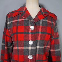 Load image into Gallery viewer, 50s PENDLETON BRIGHT RED AND GREY PLAID CHECK 49ER WOOL JACKET - M