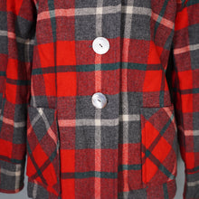 Load image into Gallery viewer, 50s PENDLETON BRIGHT RED AND GREY PLAID CHECK 49ER WOOL JACKET - M