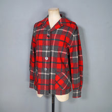 Load image into Gallery viewer, 50s PENDLETON BRIGHT RED AND GREY PLAID CHECK 49ER WOOL JACKET - M