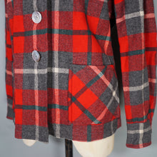 Load image into Gallery viewer, 50s PENDLETON BRIGHT RED AND GREY PLAID CHECK 49ER WOOL JACKET - M