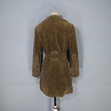 Load image into Gallery viewer, 60s OLIVE COLOURED CORDUROY AUTUMN COAT JACKET WITH BELT - S