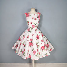 Load image into Gallery viewer, 50s 60s PINK ROSE FULL CIRCLE SWEEP COTTON SUN DRESS - S