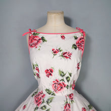Load image into Gallery viewer, 50s 60s PINK ROSE FULL CIRCLE SWEEP COTTON SUN DRESS - S