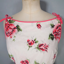 Load image into Gallery viewer, 50s 60s PINK ROSE FULL CIRCLE SWEEP COTTON SUN DRESS - S