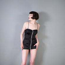 Load image into Gallery viewer, 40s 50s SHIRRED BLACK SATIN SWIMSUIT - L / volup