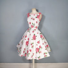Load image into Gallery viewer, 50s 60s PINK ROSE FULL CIRCLE SWEEP COTTON SUN DRESS - S