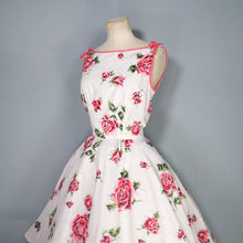 Load image into Gallery viewer, 50s 60s PINK ROSE FULL CIRCLE SWEEP COTTON SUN DRESS - S