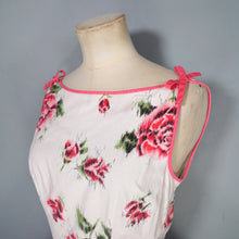 Load image into Gallery viewer, 50s 60s PINK ROSE FULL CIRCLE SWEEP COTTON SUN DRESS - S
