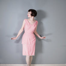 Load image into Gallery viewer, 50s 60s CLARALURA BALLET PINK TIERED WIGGLE DRESS WITH SCALLOP TRIMS - S