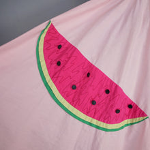 Load image into Gallery viewer, 50s PASTEL PINK COTTON HALTER FULL CIRCL DRESS WITH WATERMELON APPLIQUES - S