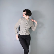 Load image into Gallery viewer, 50s BOBBIE BROOKS LIGHTWEIGHT CREAM AND GREY CHECK FITTED SUMMER JACKET - XS-S
