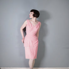 Load image into Gallery viewer, 50s 60s CLARALURA BALLET PINK TIERED WIGGLE DRESS WITH SCALLOP TRIMS - S