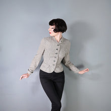 Load image into Gallery viewer, 50s BOBBIE BROOKS LIGHTWEIGHT CREAM AND GREY CHECK FITTED SUMMER JACKET - XS-S