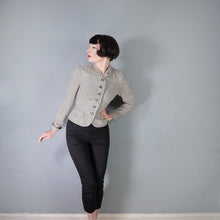 Load image into Gallery viewer, 50s BOBBIE BROOKS LIGHTWEIGHT CREAM AND GREY CHECK FITTED SUMMER JACKET - XS-S