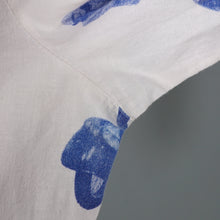 Load image into Gallery viewer, 70s BETTY BARCLAY SHIRT BLUE WHITE VAN AND MOD PRINT SHIRT - S