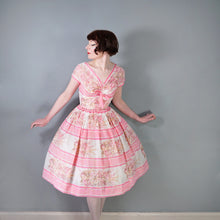 Load image into Gallery viewer, LATE 50s PINK HORROCKSES FASHIONS FLORAL FULL SKIRTED DRESS - XS-S