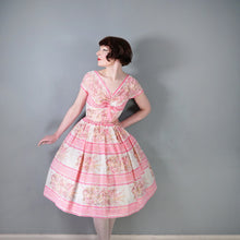 Load image into Gallery viewer, LATE 50s PINK HORROCKSES FASHIONS FLORAL FULL SKIRTED DRESS - XS-S