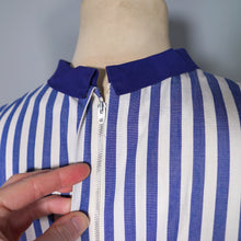 Load image into Gallery viewer, 60s BLUE WHITE STRIPED COTTON NAUTICAL MOD DRESS - S
