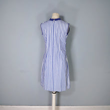 Load image into Gallery viewer, 60s BLUE WHITE STRIPED COTTON NAUTICAL MOD DRESS - S