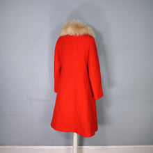Load image into Gallery viewer, 60s BOLD RED WOOL MOD COAT WITH BUCKLE AND BIG SHEEPSKIN COLLAR -