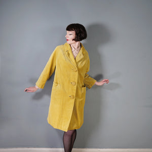 60s BRIGHT YELLOW JUMBO CORD CORDUROY AUTUMN BOX / CAR COAT - M