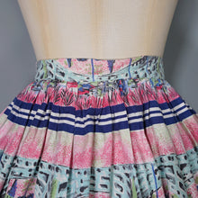 Load image into Gallery viewer, 50s PINK NOVELTY SCENIC HARBOUR AND BOATS PRINT FULL SKIRT -26-27&quot;