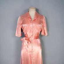Load image into Gallery viewer, 40s BLUSH PINK SATIN ZIP FRONT LONG LOUNGEWEAR ROBE DRESS - S