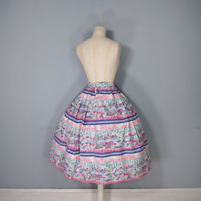 Load image into Gallery viewer, 50s PINK NOVELTY SCENIC HARBOUR AND BOATS PRINT FULL SKIRT -26-27&quot;