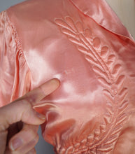 Load image into Gallery viewer, 40s BLUSH PINK SATIN ZIP FRONT LONG LOUNGEWEAR ROBE DRESS - S