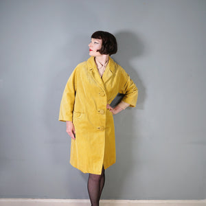 60s BRIGHT YELLOW JUMBO CORD CORDUROY AUTUMN BOX / CAR COAT - M