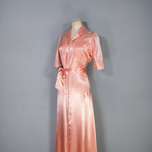 Load image into Gallery viewer, 40s BLUSH PINK SATIN ZIP FRONT LONG LOUNGEWEAR ROBE DRESS - S