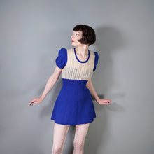 Load image into Gallery viewer, 60s BLUE AND WHITE HAND KNITTED ICE SKATER DRESS - XS-S