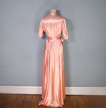 Load image into Gallery viewer, 40s BLUSH PINK SATIN ZIP FRONT LONG LOUNGEWEAR ROBE DRESS - S
