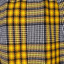 Load image into Gallery viewer, 70s HANDMADE BLACK AND YELLOW CHECK BELTED COAT - L