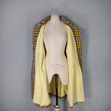 Load image into Gallery viewer, 70s HANDMADE BLACK AND YELLOW CHECK BELTED COAT - L