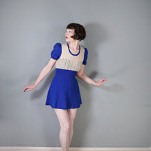 Load image into Gallery viewer, 60s BLUE AND WHITE HAND KNITTED ICE SKATER DRESS - XS-S