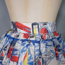 Load image into Gallery viewer, 50s NOVELTY SKIRT IN BANQUET FOOD PRINT WITH WINE, FRUIT AND VEGETABLES - 24&quot;