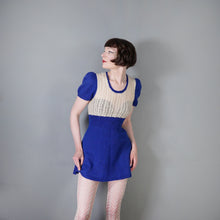 Load image into Gallery viewer, 60s BLUE AND WHITE HAND KNITTED ICE SKATER DRESS - XS-S