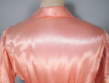 Load image into Gallery viewer, 40s BLUSH PINK SATIN ZIP FRONT LONG LOUNGEWEAR ROBE DRESS - S
