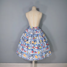 Load image into Gallery viewer, 50s NOVELTY SKIRT IN BANQUET FOOD PRINT WITH WINE, FRUIT AND VEGETABLES - 24&quot;