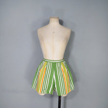 Load image into Gallery viewer, 50s 60s GREEN WHITE AND ORANGE STRIPED SHORT SHORTS - 25"